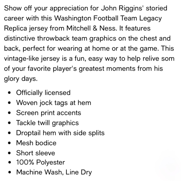 NWT Women’s Mitchell & Ness John Riggins 1982 Washington Legacy Replica Jersey - Picture 7 of 7